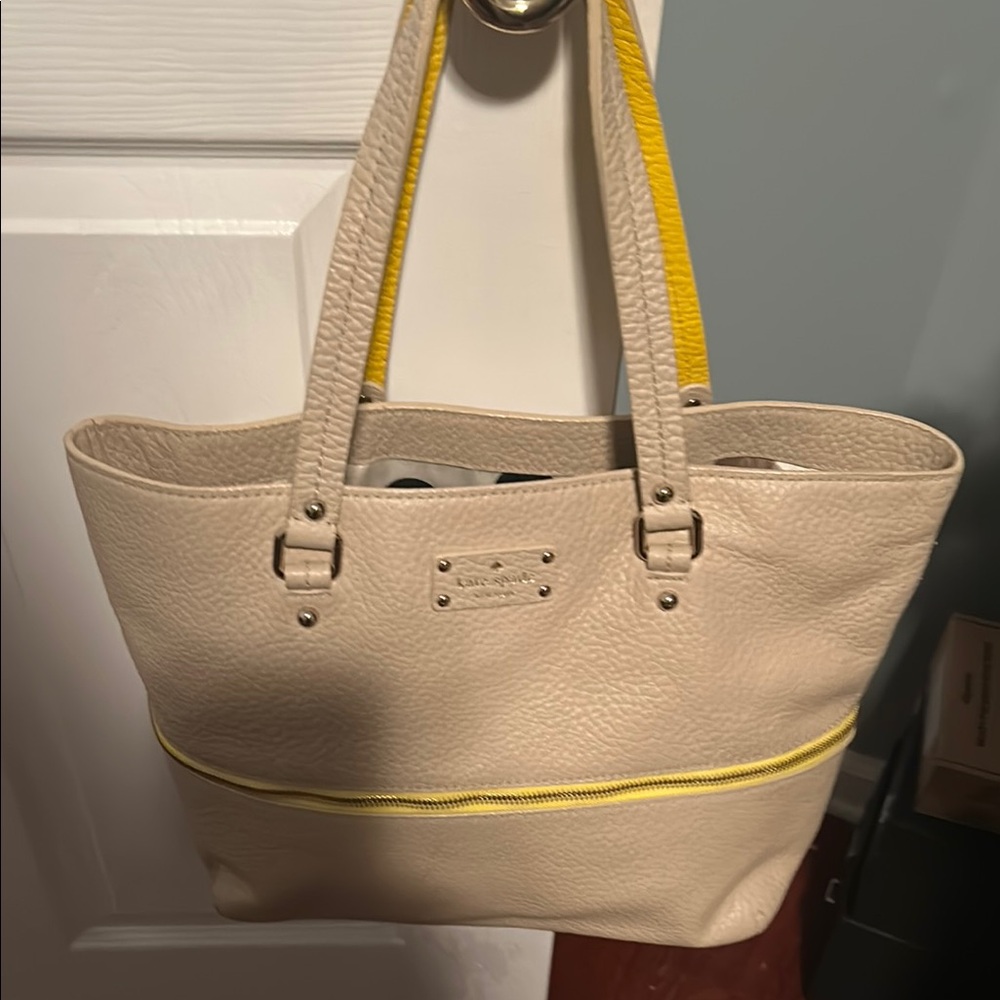 Kate Spade Cream and Yellow Tote Bag